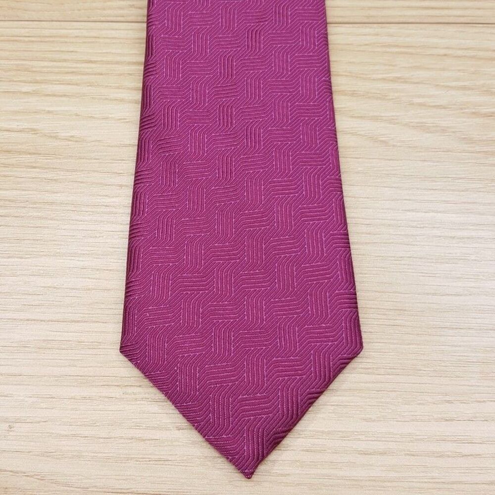 ALFANI Mens Neck Tie Solid Berry Pink Textured Jacquard Modern Classic Necktie